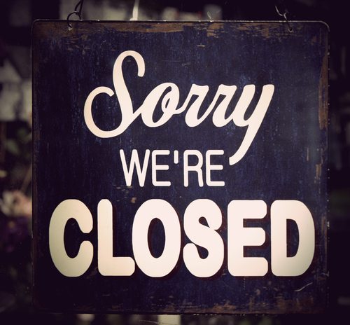 sorry we're closed sign