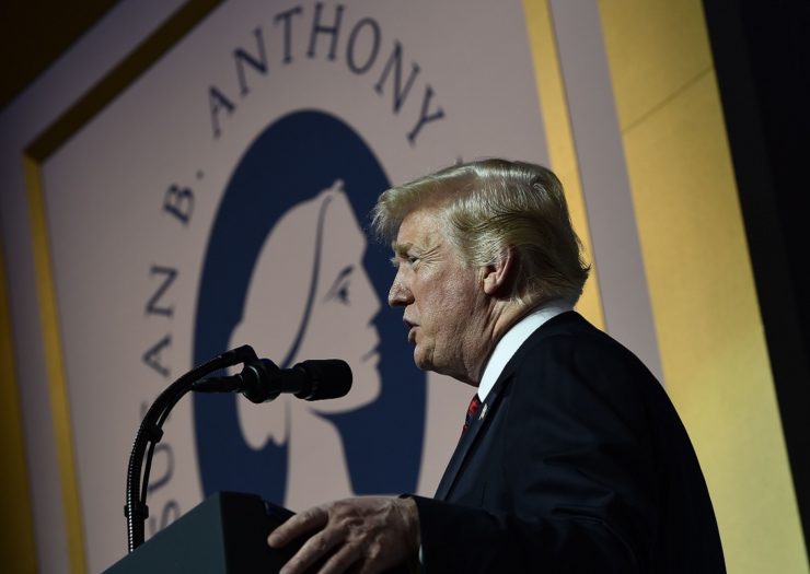 [Photo: President Donald Trump speaks at the Susan B. Anthony gala]