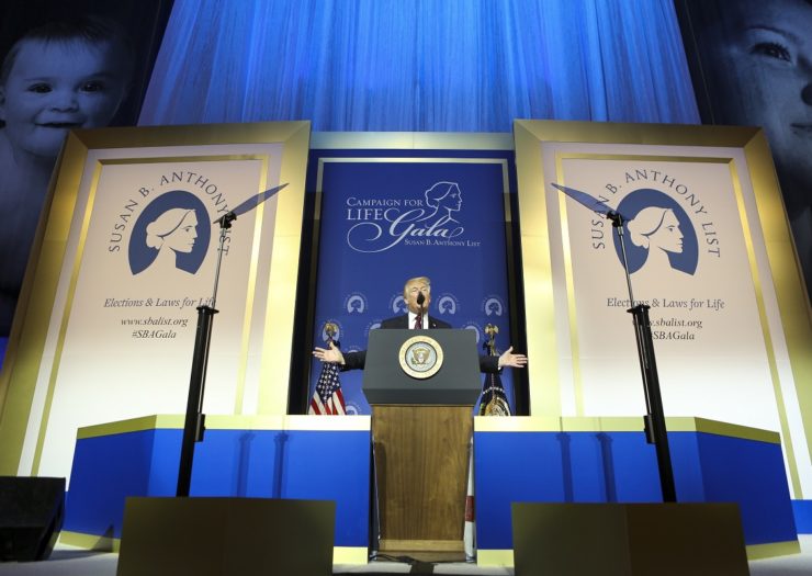 [Photo]: President Donald Trump delivers remarks during the Susan B Anthony List gala at the National Building Museum