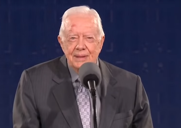 [Photo: Jimmy Carter speaks to Liberty University]