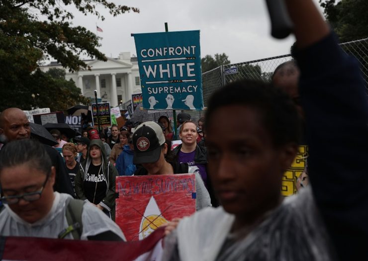 [Photo: Demonstrators rally outside of the White House to fight against white supremacy]