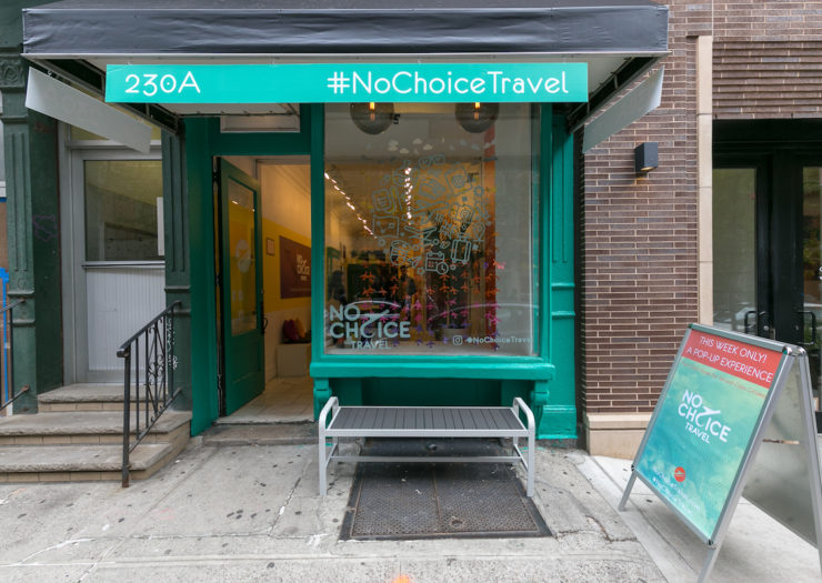 [Photo: A streetview of the No Choice Travel Agency Pop Up]