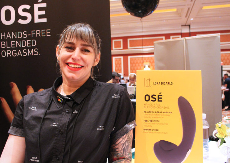 [Photo: Evie Smith of Lora DiCarlo promotes sexual stimulator, Osé.]