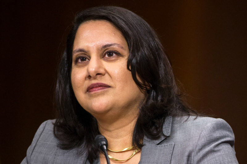 [Photo: Neomi Rao listens during a Senate Judiciary confirmation hearing
