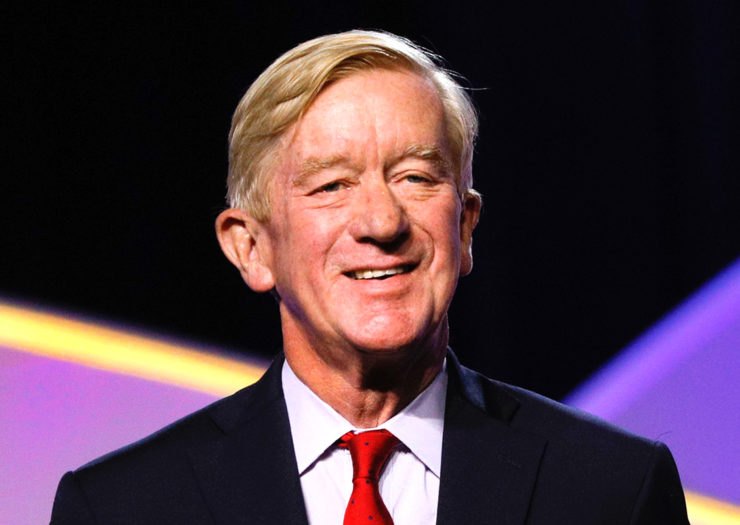 [Photo: Republican presidential candidate Bill Weld, a former Governor of Massachusetts, smiles during an event.]
