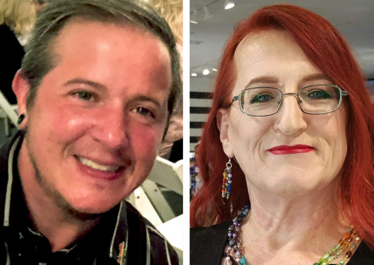 [Photo: A split-screen image of a transman, Billy Huff, and transwoman, Jami Claire.]