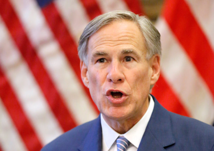 [Photo: Texas Governor Greg Abbott speaks during a press conference.]