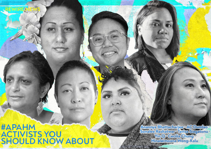 [Photo: A digital collage of 7 APA activists of different genders, bodies and ages.]