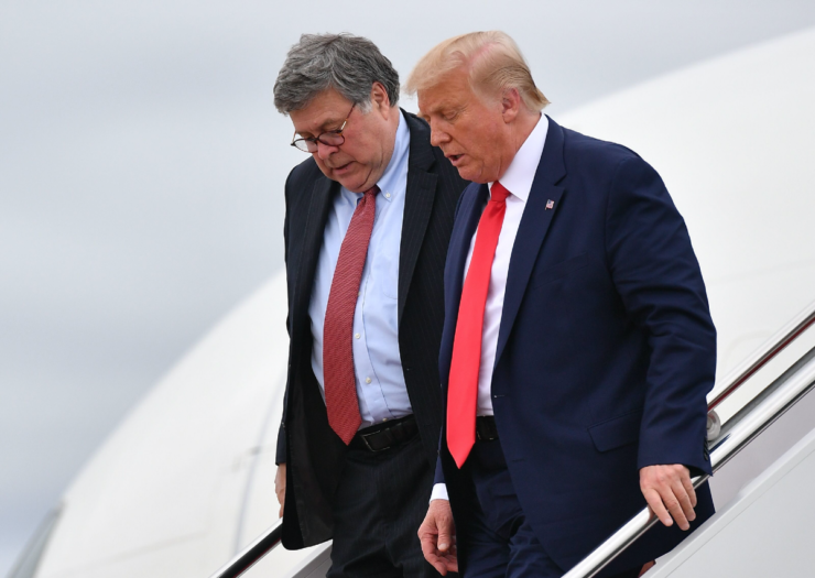[PHOTO: Bill Barr and Donald Trump stepping off Air Force One]