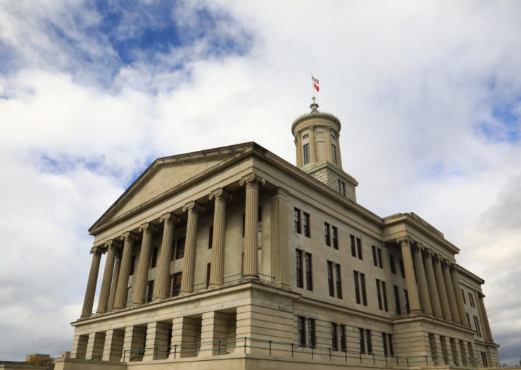Photo of the exterior of the Tennessee State Capitol building design in Greek Revival architecture