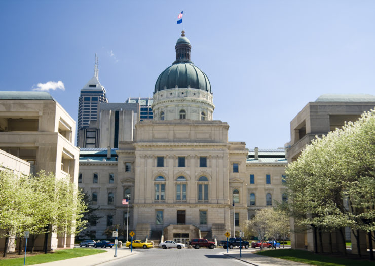 Photo of the exterior of the Indiana state Capitol building