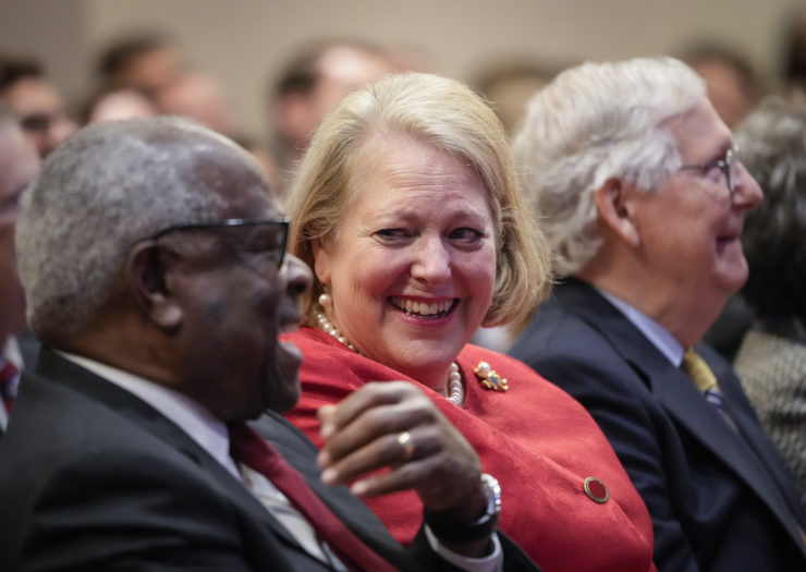 Photo of Ginni Thomas and her husband, Justice Clarence Thomas