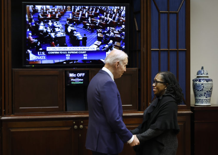 Photo of newly confirmed Justice Ketanji Brown Jackson and President Joe Biden