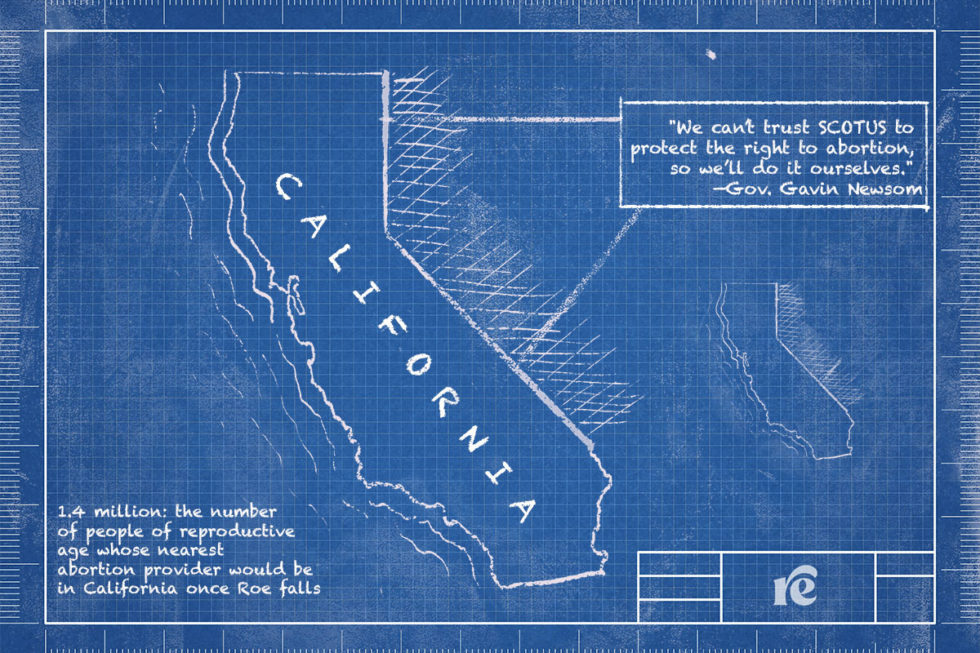 Blueprint illustration of California