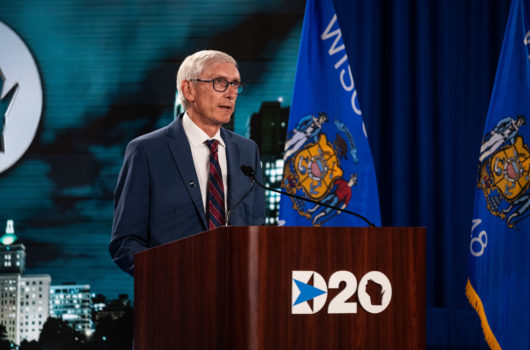 Wisconsin Gov. Tony Evers speaks during the 2020 Democratic National Convention