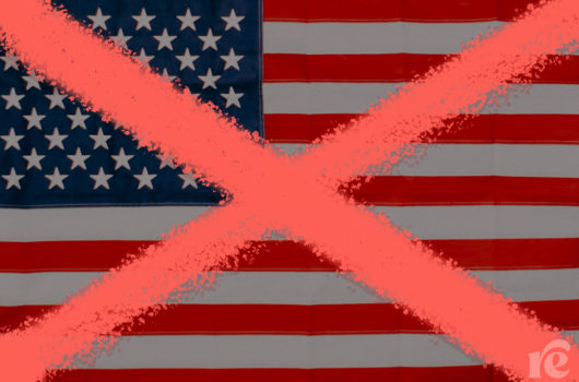 U.S. flag with a red x to denote shape of Alabama state flag
