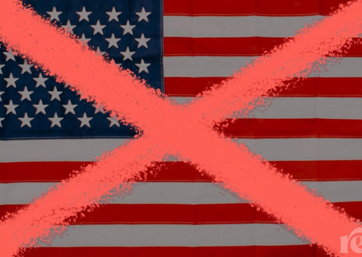 U.S. flag with a red x to denote shape of Alabama state flag