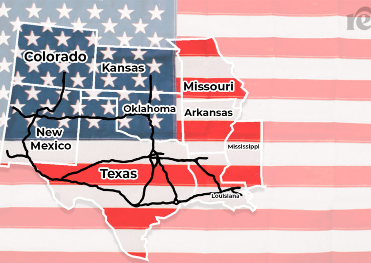 interstate travel for abortion on a map