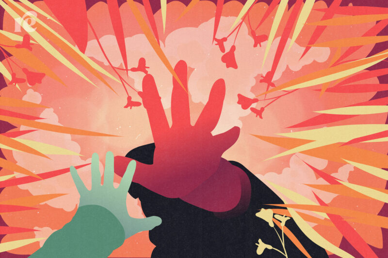 Photo illustration of two hands reaching for one another