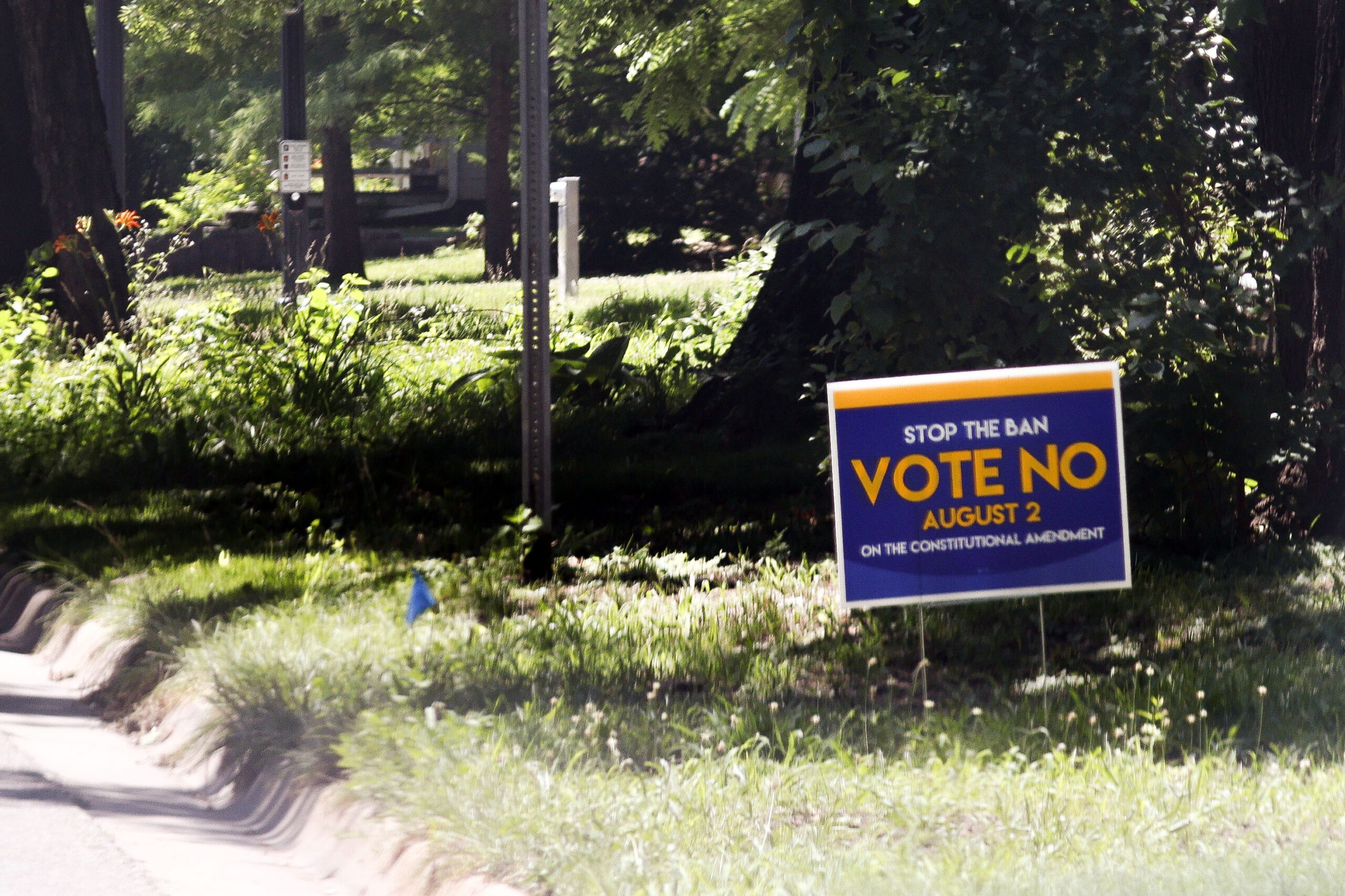 photo of Vote No sign canvass sign