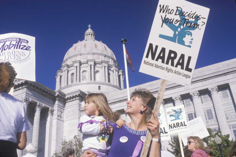 Mother and daughter participating in pro-choice rally, Missouri